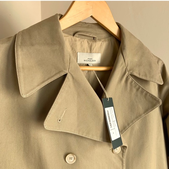 SOLD**STUDIO NICHOLSON Hopper Trench Coat in Khaki - Picture 4 of 4
